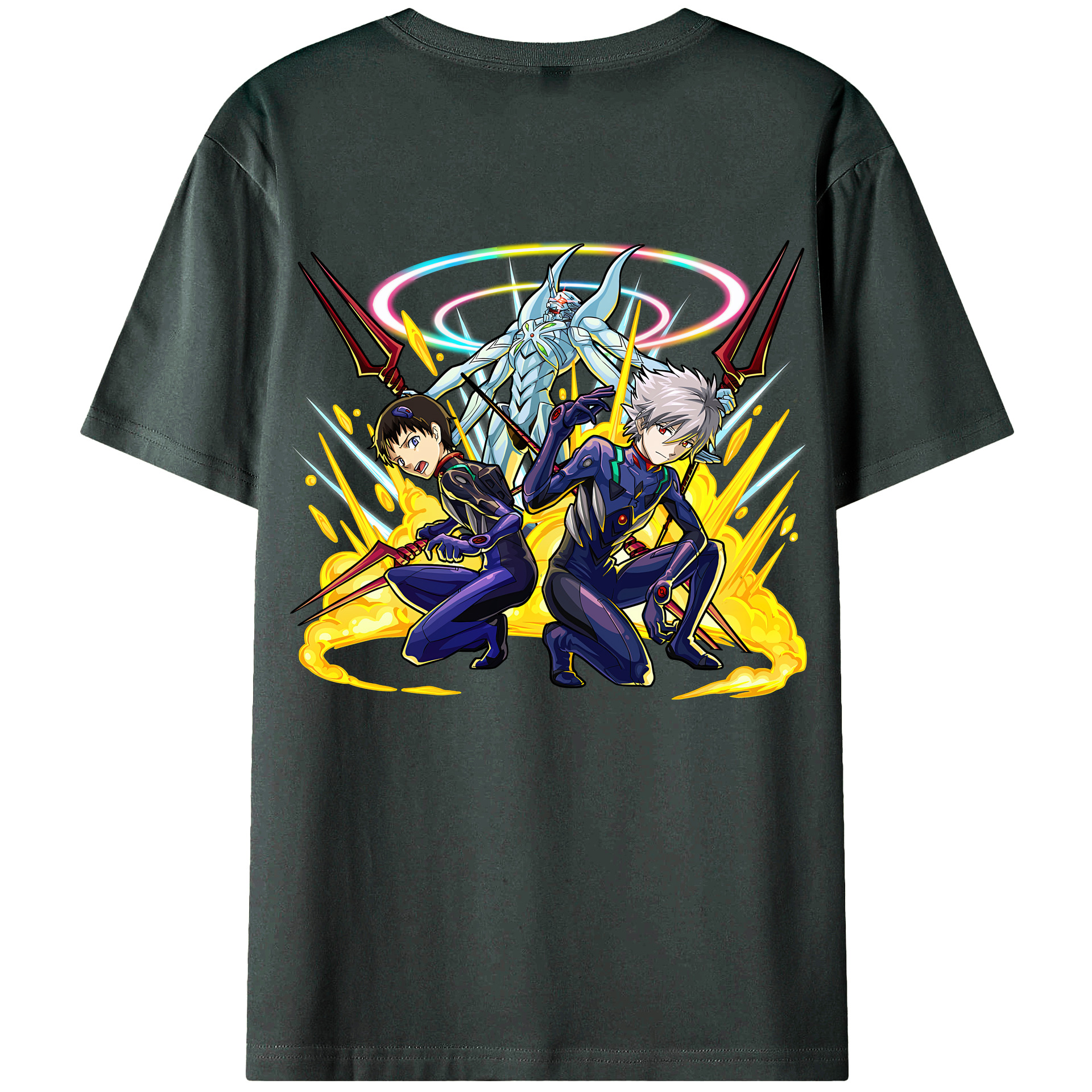 （画像用） EVA 新世紀エヴァンゲリオン 綿100％ メンズ半袖Tシャツ（バックプリント） 通気性
